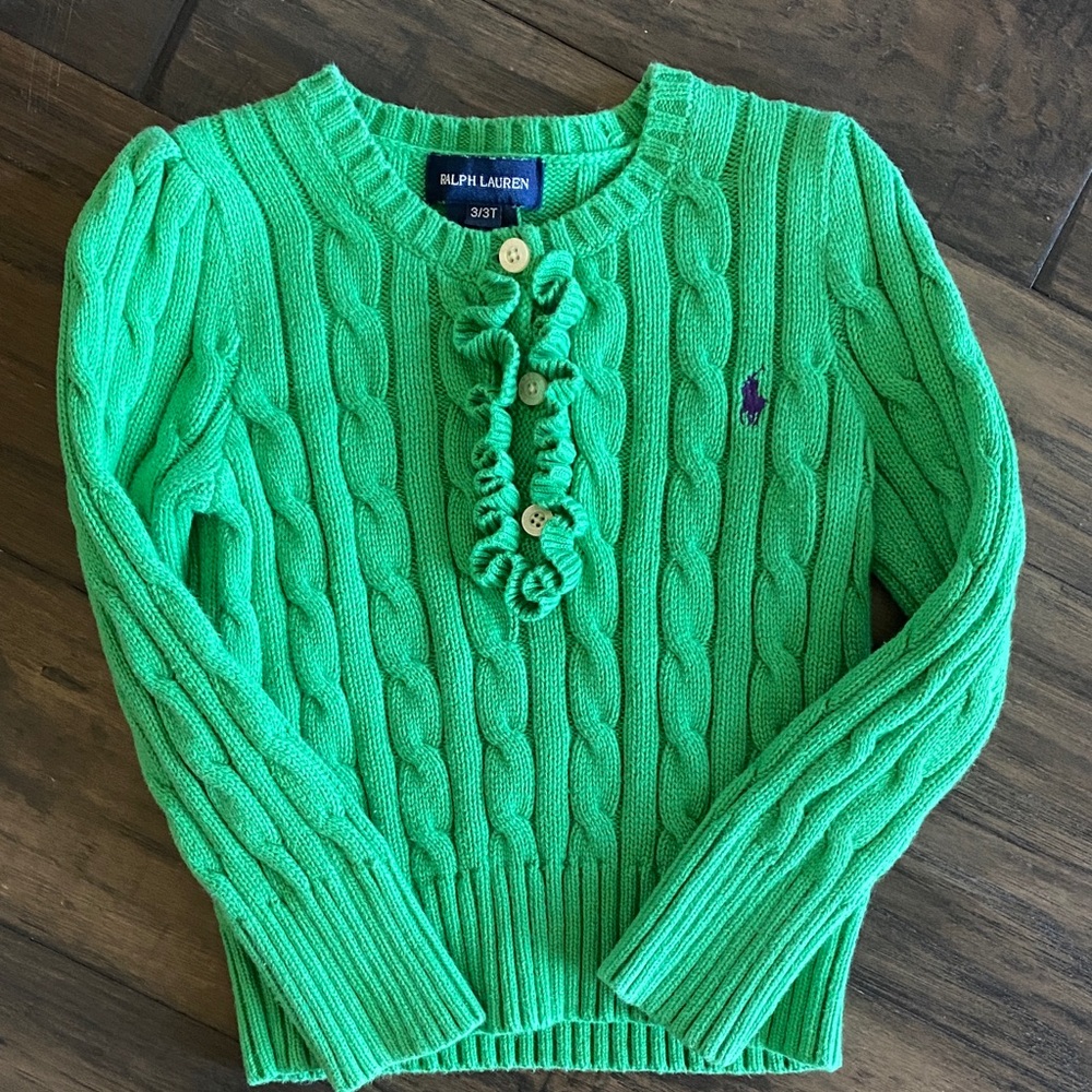 Ralph Lauren Vibrant Green Cable Knit Sweater